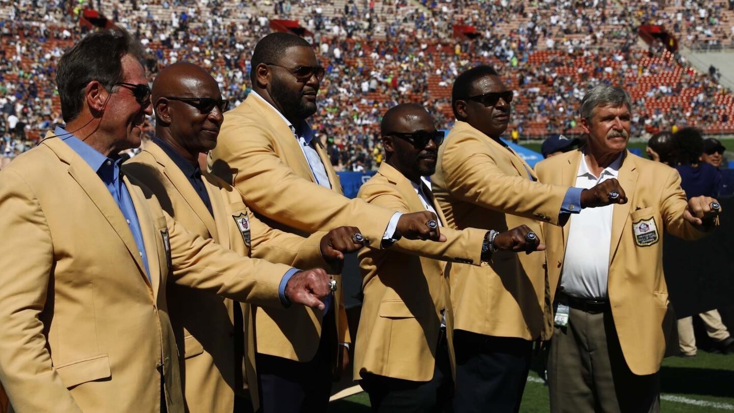 Jack Youngblood, Eric Dickerson, Orlando Pace, Marshall FAulk, Jackie Slater, Tom Mack