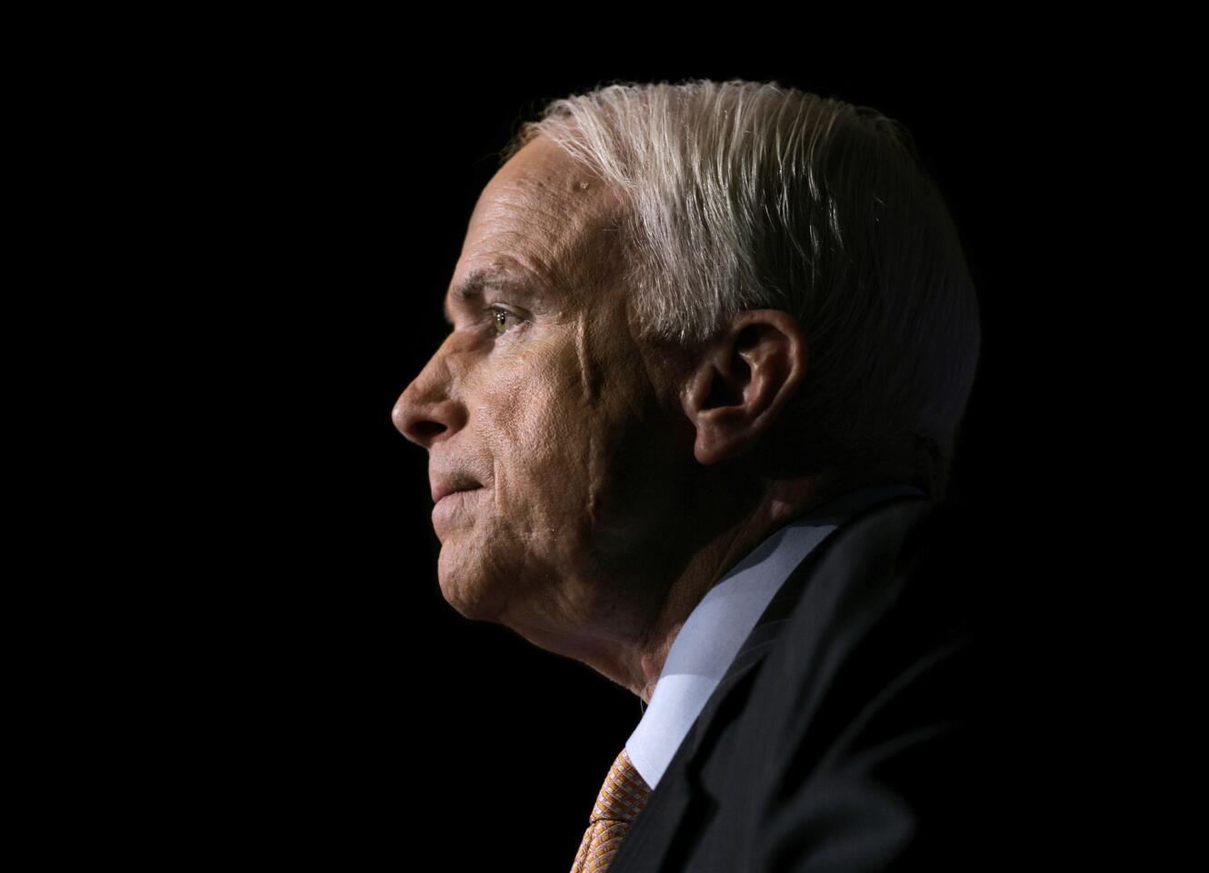 In this Nov. 16, 2006, photo, Sen. John McCain, R-Ariz., speaks to the GOPAC Fall Charter Meeting in Washington, D.C. McCain died Aug. 25, 2018, following a battle with brain cancer. He was 81. Read more.
