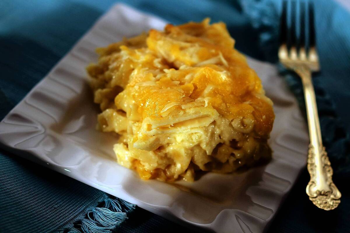 The macaroni and cheese dish at Lawry's Carvery is baked with lots of cheddar.