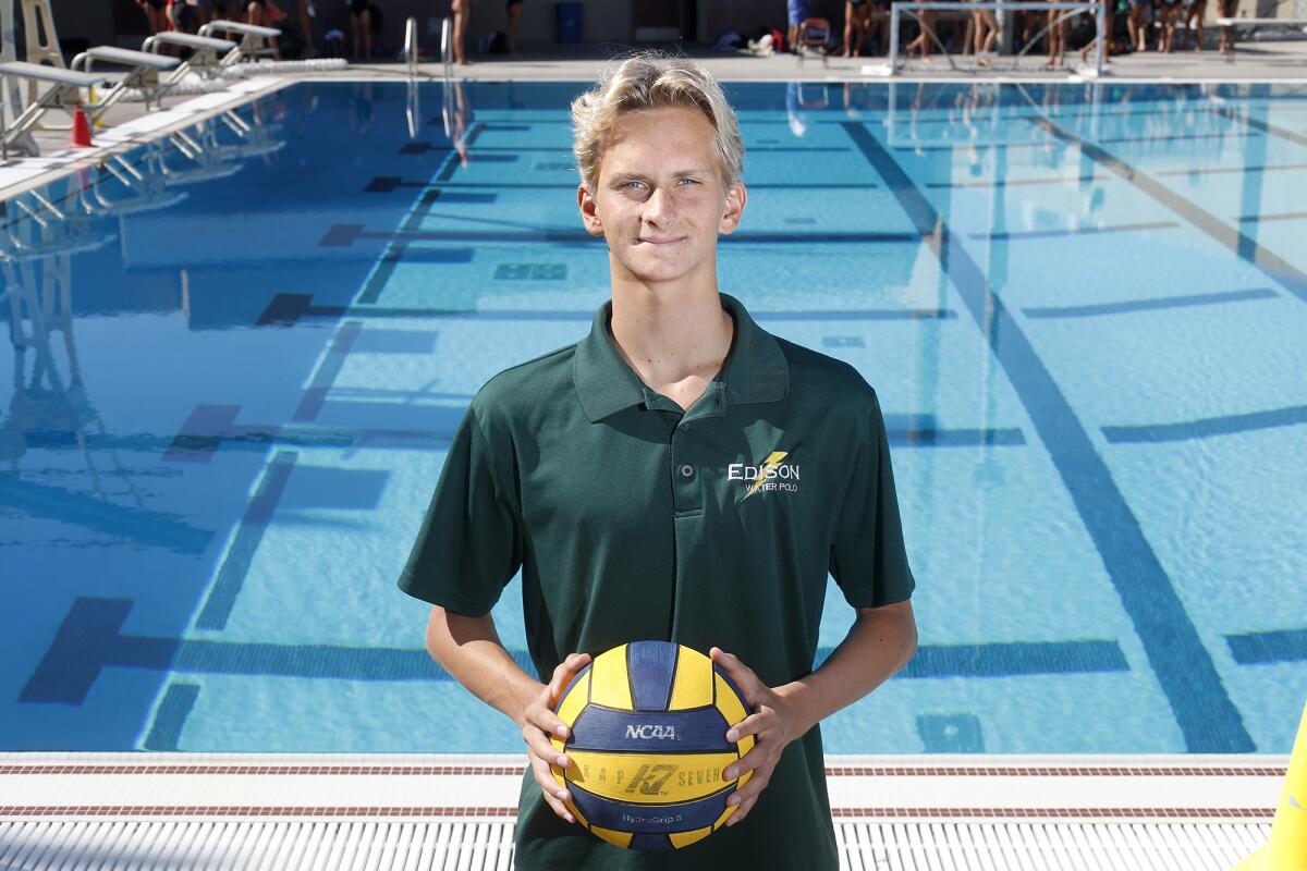 Edison water polo senior attacker Dane Howell helped lead the Chargers to two key Wave League wins over Marina.