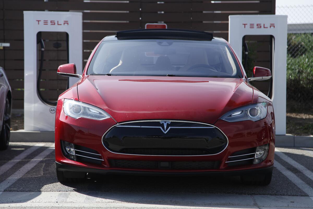 The Tesla Model S P85D on display in Ojai on Feb. 5