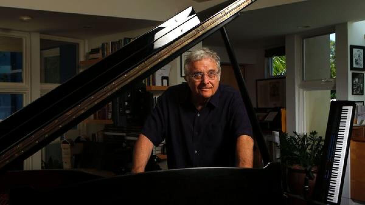 Randy Newman, photographed at his home in Pacific Palisades, held court for a small audience of music industry guests Thursday in West Los Angeles