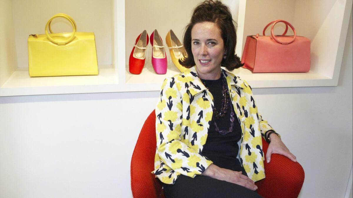 Designer Kate Spade sits during an interview in New York on May 13, 2004.