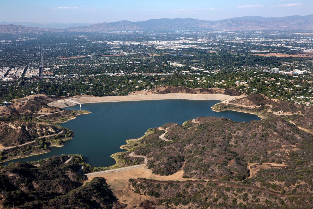 The Encino Reservoir acts as an emergency water supply for Los Angeles.