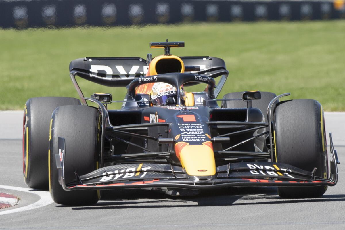 Max Verstappen races during the Canadian Gran Prix on Sunday in Montreal.