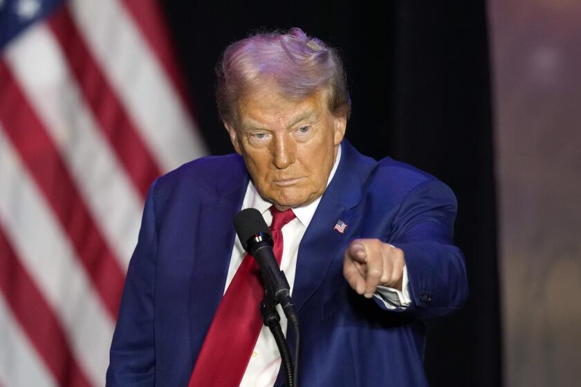 Republican presidential nominee former President Donald Trump speaks during a campaign event, Saturday, Sept. 28, 2024, in Prairie du Chien, Wis. (AP Photo/Charlie Neibergall)