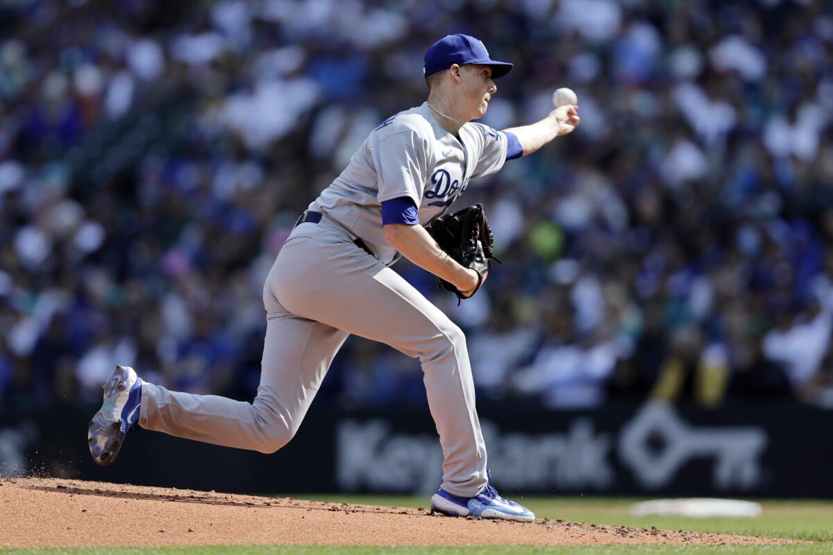 Dodgers pitcher Ryan Yarbrough delivers against the Seattle Mariners in the second inning Sunday.