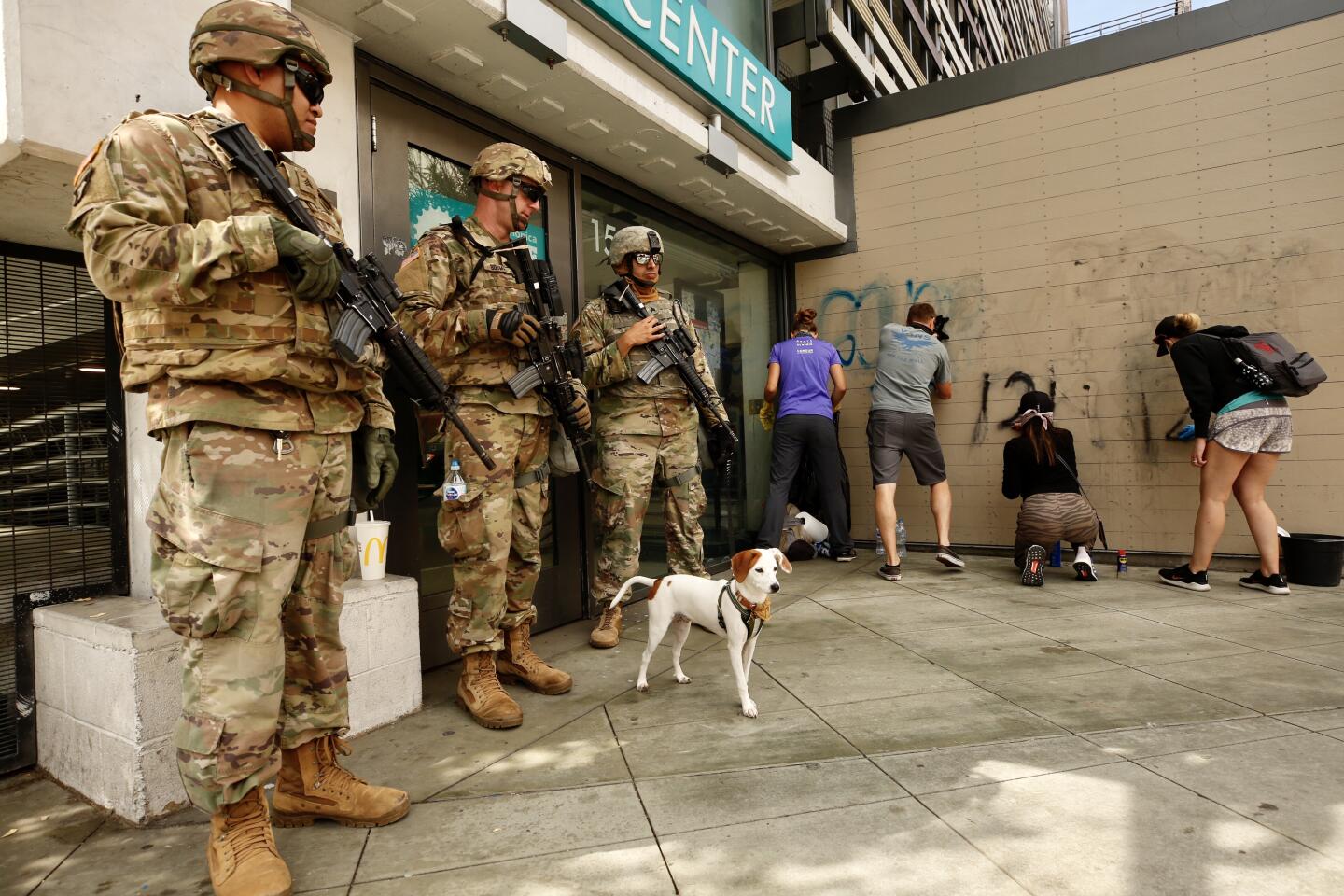 National Guardsmen outside Santa Monica Place.
