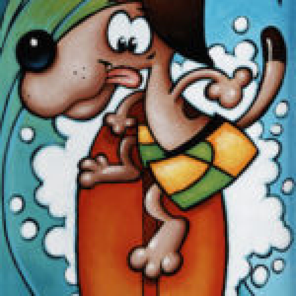 Roger Chandler's 'Murph the Surf Dog' is one of 62 Arts Alive Banners being auctioned off.