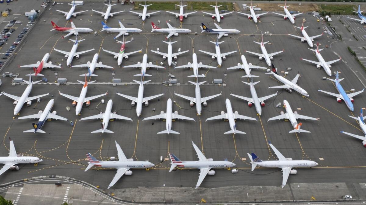 Grounded Boeing 737 Max planes