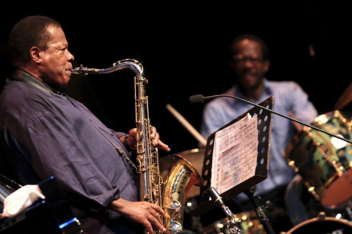 Wayne Shorter, left, and Brian Blade last month at the Panama Jazz Festival.