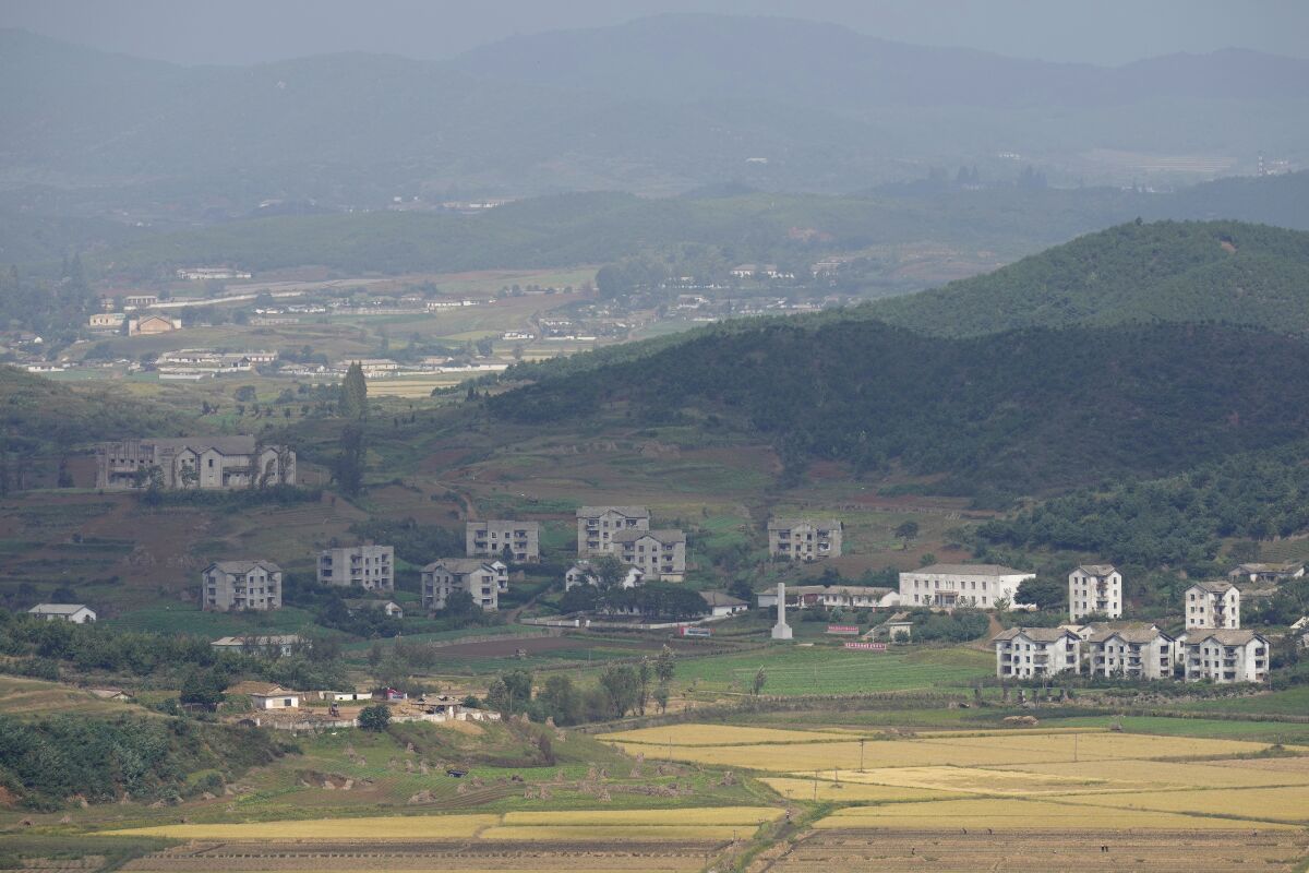 The North Korean town of Kaepoong seen from Gimpo, South Korea.