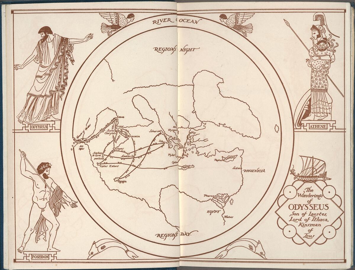 A map tracing the travels of Odysseus