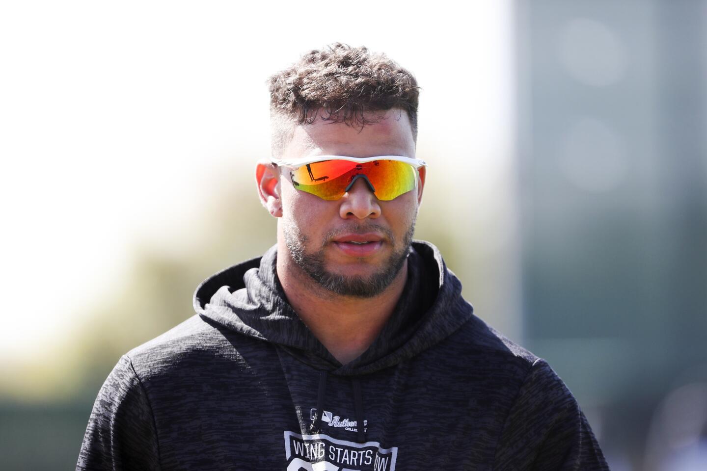 Yoan Moncada walks on the field during White Sox spring training at Camelback Ranch on Feb. 21, 2018, in Glendale, Ariz.