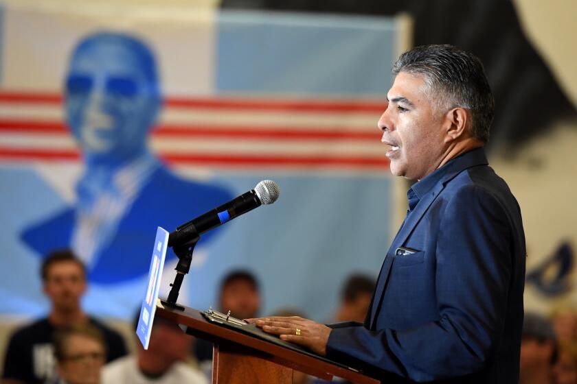 LAS VEGAS, NEVADA - FEBRUARY 21: U.S. Rep. Tony Cardenas (D-CA) speaks at a community event with Democratic presidential candidate former Vice President Joe Biden at Hyde Park Middle School on February 21, 2020 in Las Vegas, Nevada. Cardenas has endorsed Biden, who is campaigning one day before the Nevada Democratic presidential caucuses. (Photo by Ethan Miller/Getty Images)