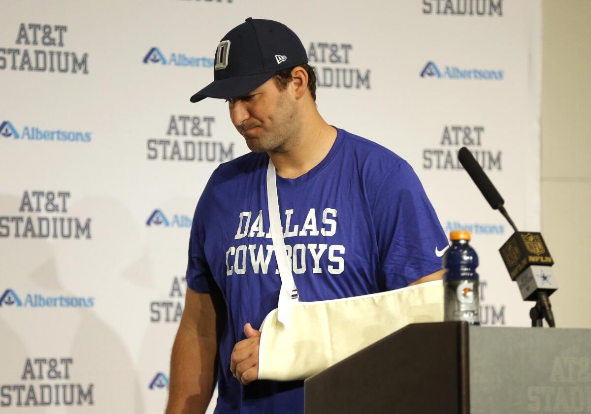 Tony Romo broke the same collarbone that was broken earlier this season.