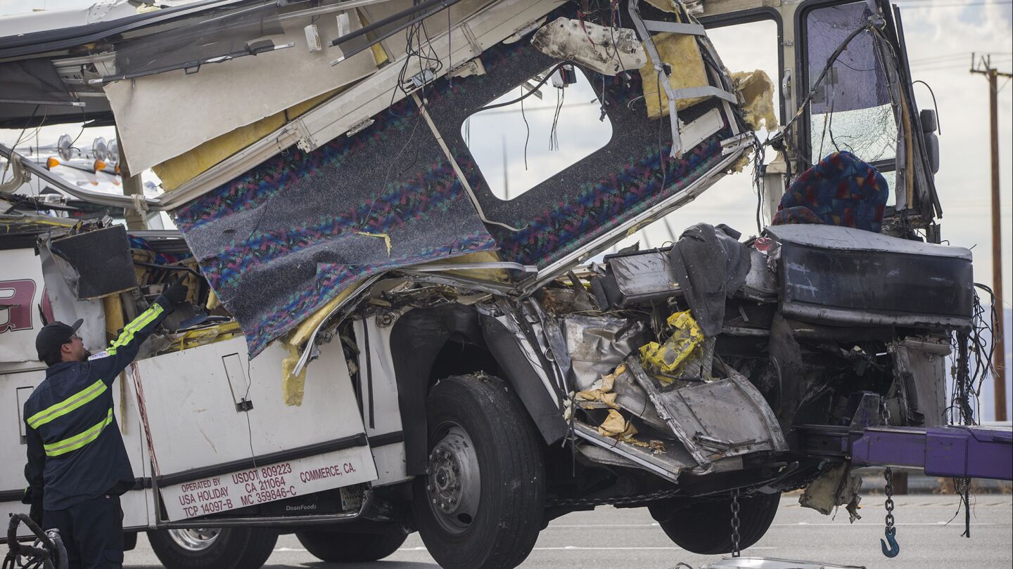 Shortly after the wreck, which occurred just after 5 a.m., firefighters used ladders to climb into the bus to search for bodies and survivors.