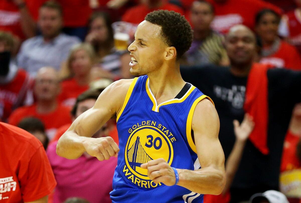 Golden State's Stephen Curry scored 40 points against Houston on Saturday night.