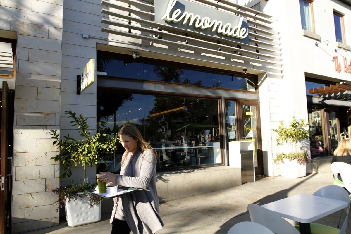 Deborah Bradley picked up some soup and lemonade at Lemonade in Manhattan Beach. It's among many places you can stop for a bite on this walk.