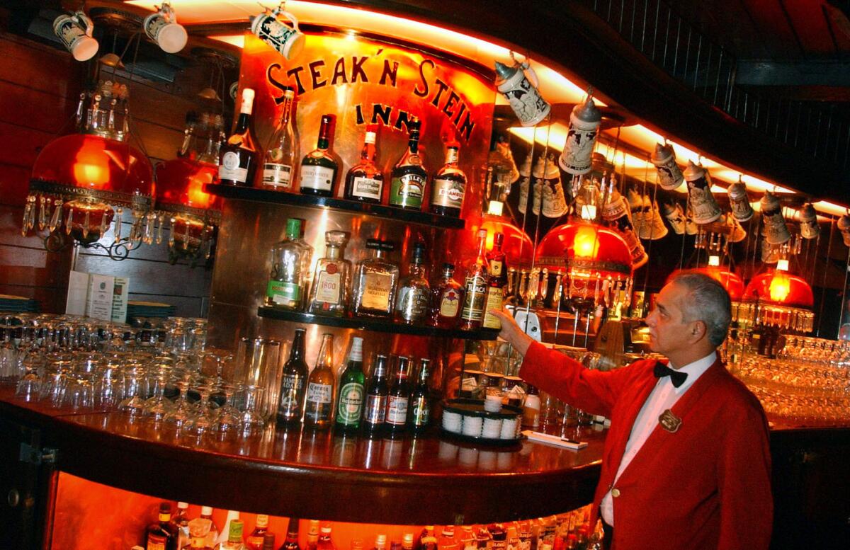 The bar area at Clearman's Steak 'n' Stein in Pico Rivera in 2003; a man is accused of trying to take a computer and claiming to be the manager at the restaurant.