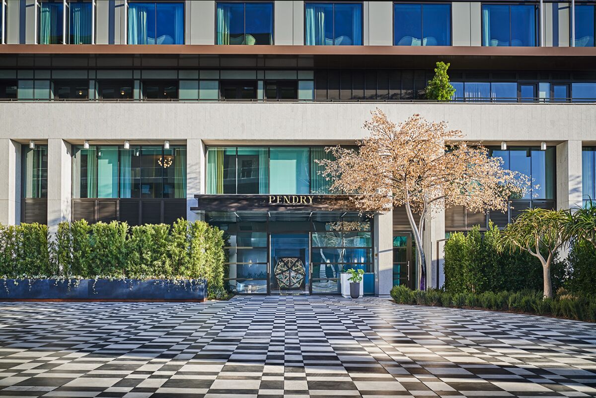 This photo shows the entrance to Pendry Residences West Hollywood