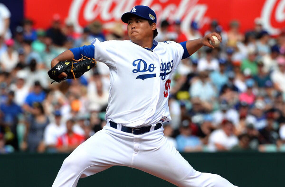 Left-hander Hyun-Jin Ryu will start on Sunday when the Dodgers resume the season against the Padres in San Diego.