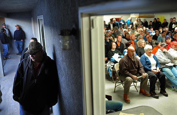 Miners and other locals gather at the union hall in Boron, a Kern County town that centers on its borax mine. Borax is to Boron what automobiles are to Detroit.