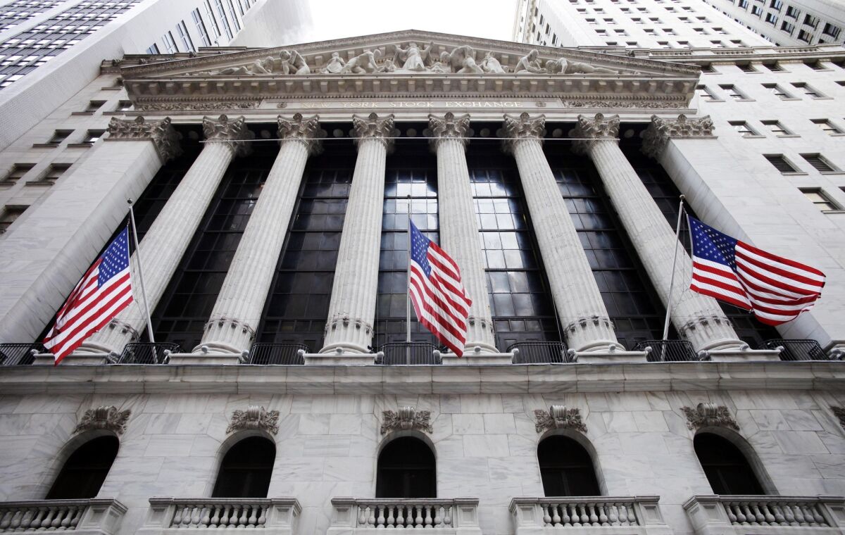 The New York Stock Exchange in lower Manhattan.