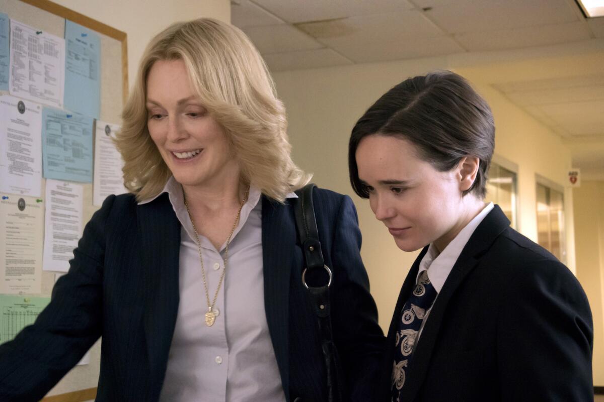 Julianne Moore, left, and Ellen Page in a scene from "Freeheld." (Phil Caruso / Lionsgate/AP)