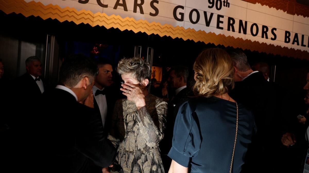 A distraught Frances McDormand in 2018