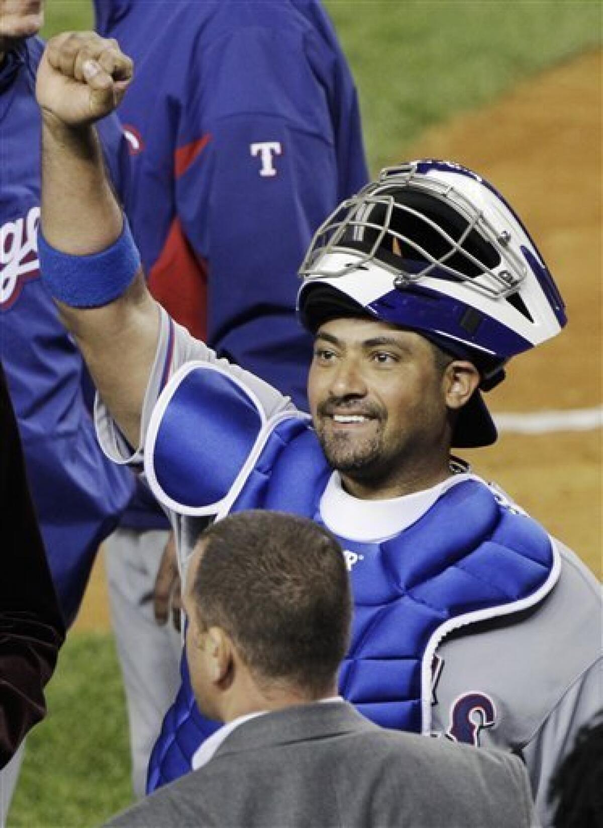 October 27, 2010; San Francisco, CA, USA; Texas Rangers catcher Bengie  Molina (11) during batting practice before game one of the 2010 World Series  against the San Francisco Giants at AT&T Park Stock Photo - Alamy