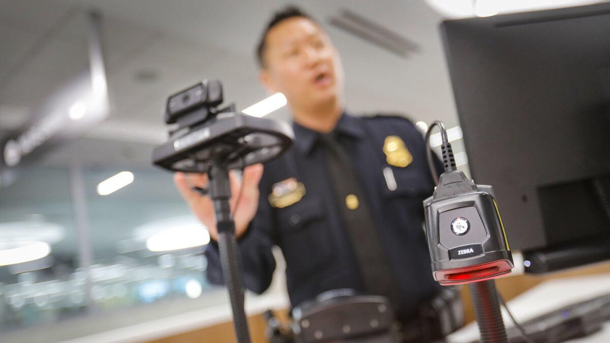 International travelers arriving at Lindbergh Field will have their photo captured by a web cam and matched in near real-time against a passport or visa photo already on file. The biometrics system is designed to speed up the customs process.