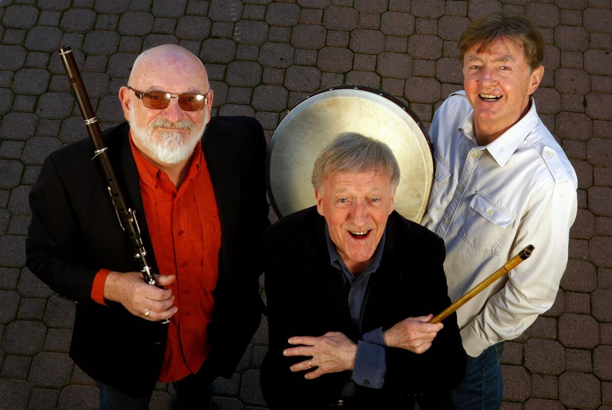 The Chieftains will be joined this week by the Pacific Symphony for Irish music programs at the Renee and Henry Segerstrom Concert Hall in Costa Mesa. From left are Matt Molloy, Paddy Moloney and Kevin Conneff.