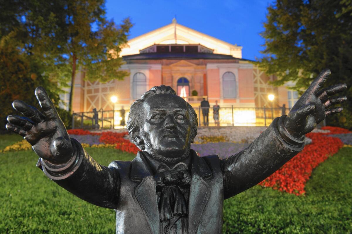 A Richard Wagner statue at Bayreuth Festival Theatre in Bayreuth, Germany.