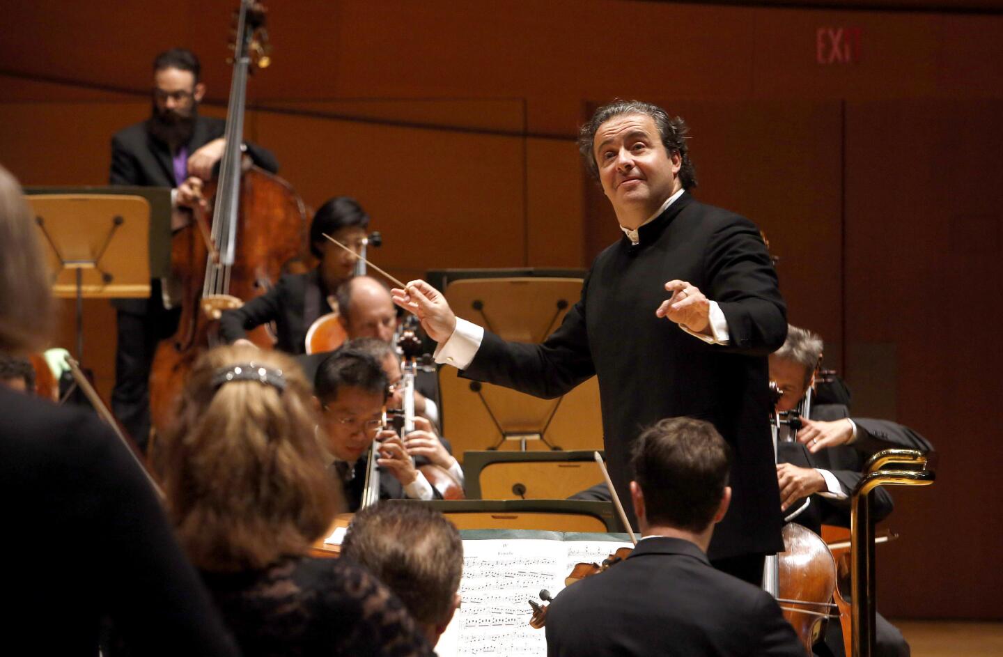 Juanjo Mena conducts the Los Angeles Philharmonic during a matinee concert at Walt Disney Concert Hall on Oct. 18, 2014.