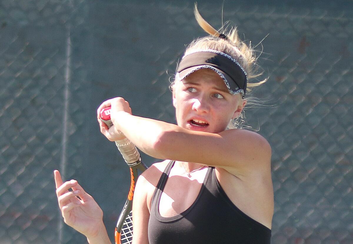 Sophomore Lyna Fowler is expected to play doubles with her sister, Emily, when the CIF Championships roll around.