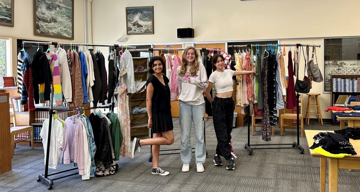 Students in the climate club at La Jolla High School held a thrift shop to raise money to fund recycling bins for the campus.