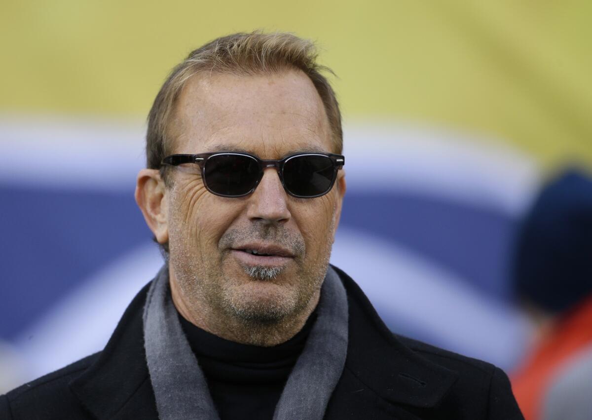 Actor Kevin Costner, shown at the Super Bowl on Feb. 2, appeared to not know he was being interviewed live on KTLA on Wednesday morning.