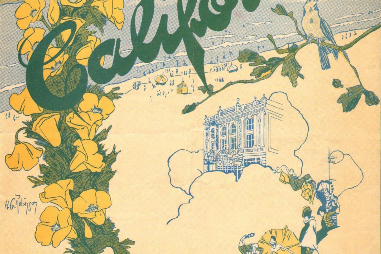 The cover for the 1918 sheet music "California," composed by Arthur Kay. The sheet music is part of the 2013 book, "Songs in the Key of Los Angeles: Sheet Music From the Collection of the Los Angeles Public Library."