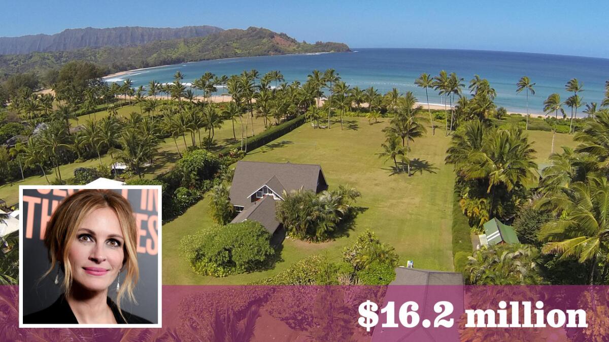 Actress Julia Roberts has sold her oceanfront home in Hawaii for $16.2 million. She had asked as much as $30 million for the two-plus-acre estate.