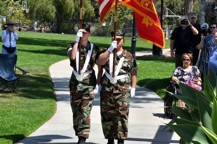 Presentaion of the Colors by Camp Pendleton Young Marines at the Solana Beach Memorial Day ceremony last year.