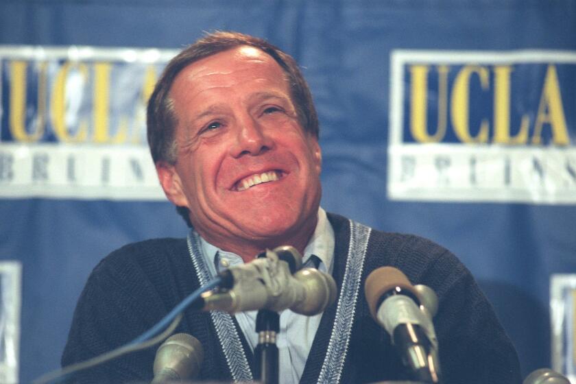 UCLA football coach Terry Donahue announces he will be leaving the university in December 1995 after 20 years to pursue an announcing career with CBS.