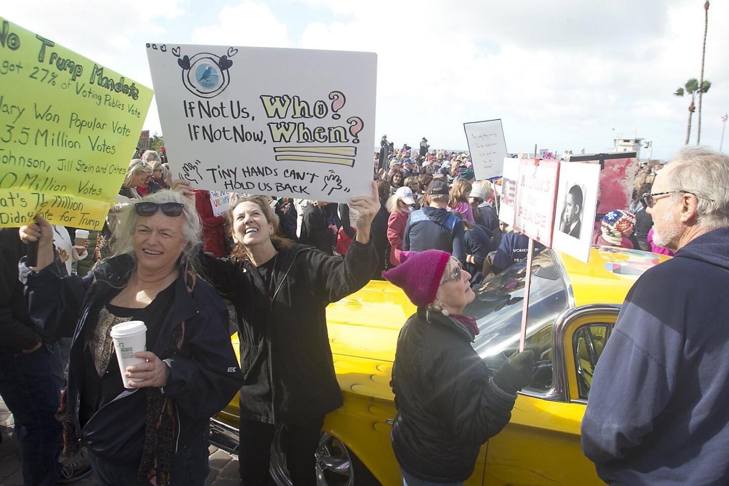 Hundreds rally at Laguna Beach women's march