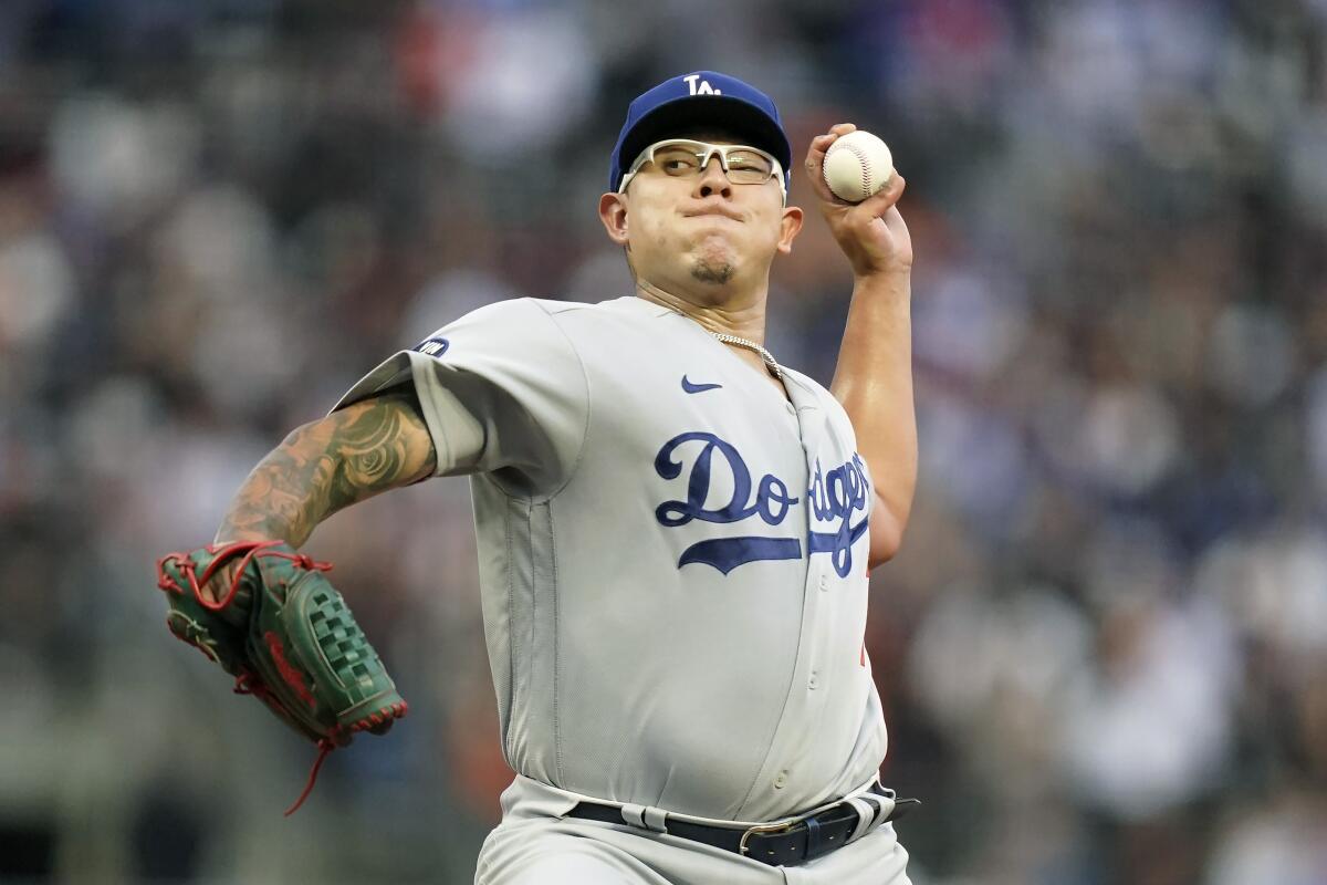 The Dodgers' Julio Urias pitches against the San Francisco Giants during the first inning Sept. 17, 2022.
