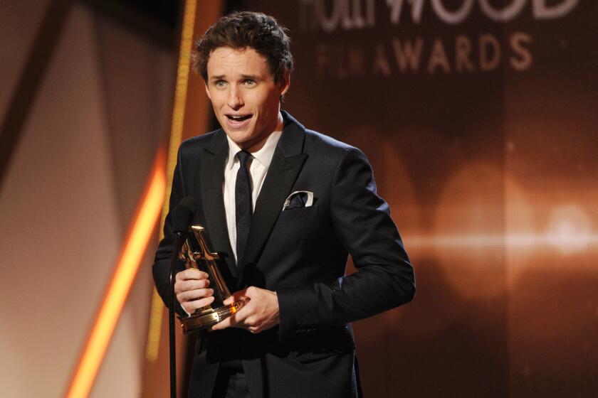 British actor Eddie Redmayne won the Hollywood breakout performance actor award at the Hollywood Film Awards Friday evening. He's still in shock.
