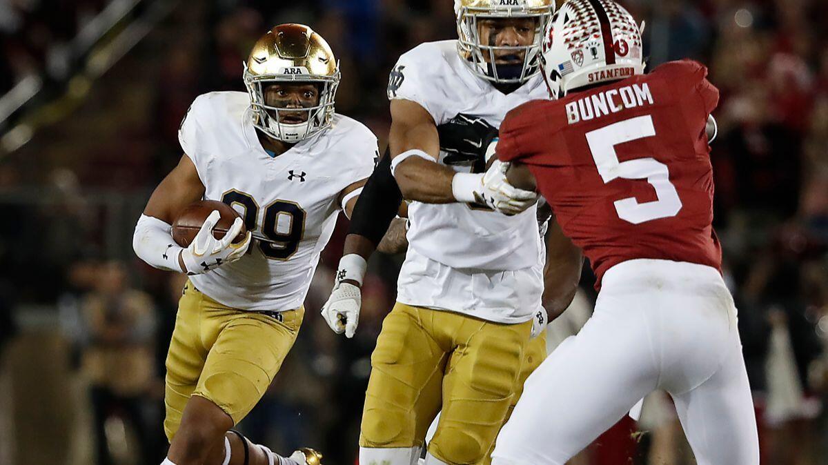 Notre Dame wide receiver Kevin Stepherson (29) rushes against Stanford during the second half on Nov. 25.