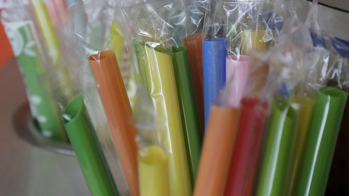 Plastic straws wrapped in plastic.