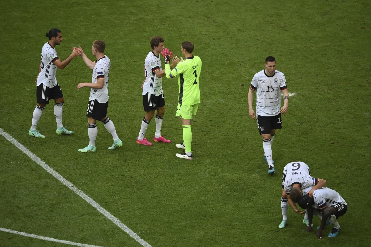 Los jugadores de Alemania festejan su triunfo sobre Portugal 