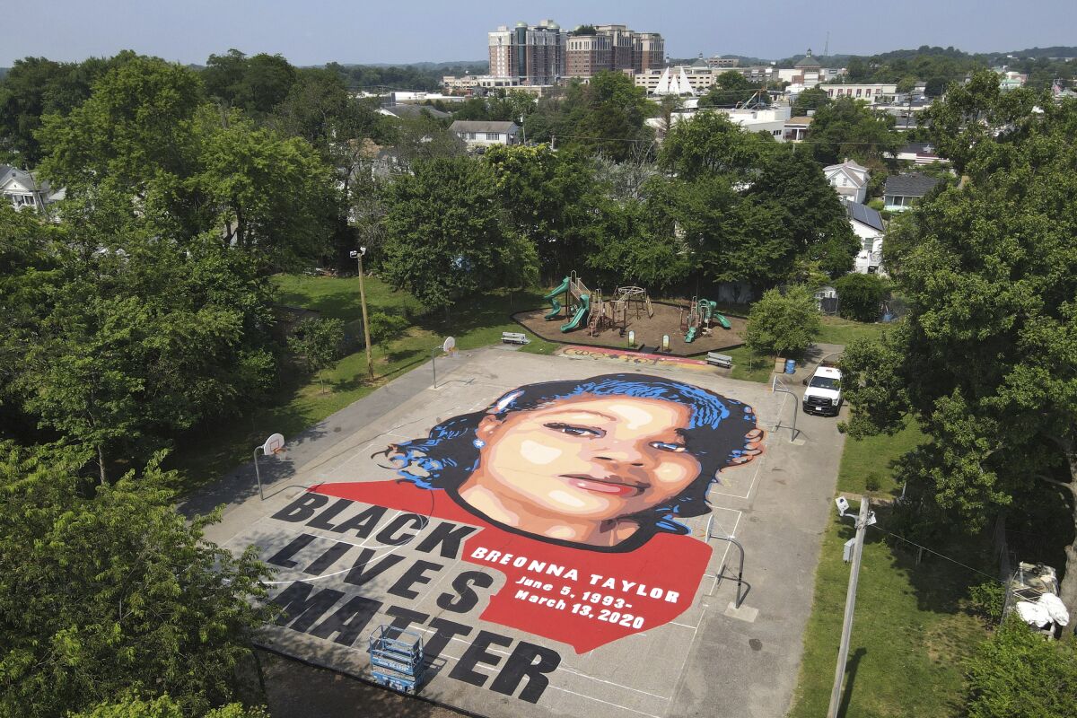 A ground mural depicting Breonna Taylor 