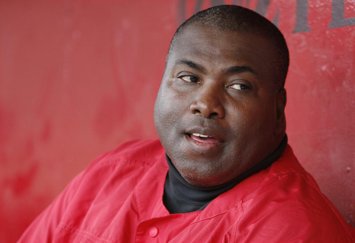 Tony Gwynn talks about San Diego State's baseball team while watching a practice session.
